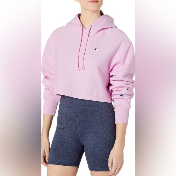 Champion|Light Pink cropped hoodie sweater,small logo•••Size LARGE, athleisure - Picture 13 of 13